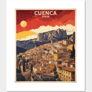 Cuenca Spain Starry Night Travel Tourism Retro Vintage Posters and Art